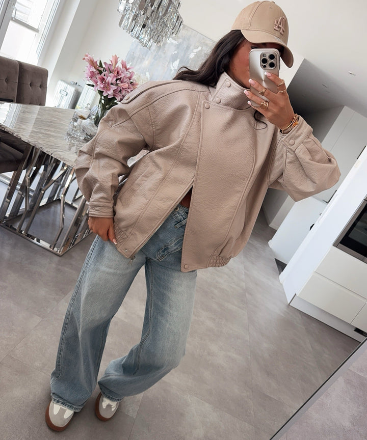 Kunstleder Jacke Rina Beige Ladypolitan ♡