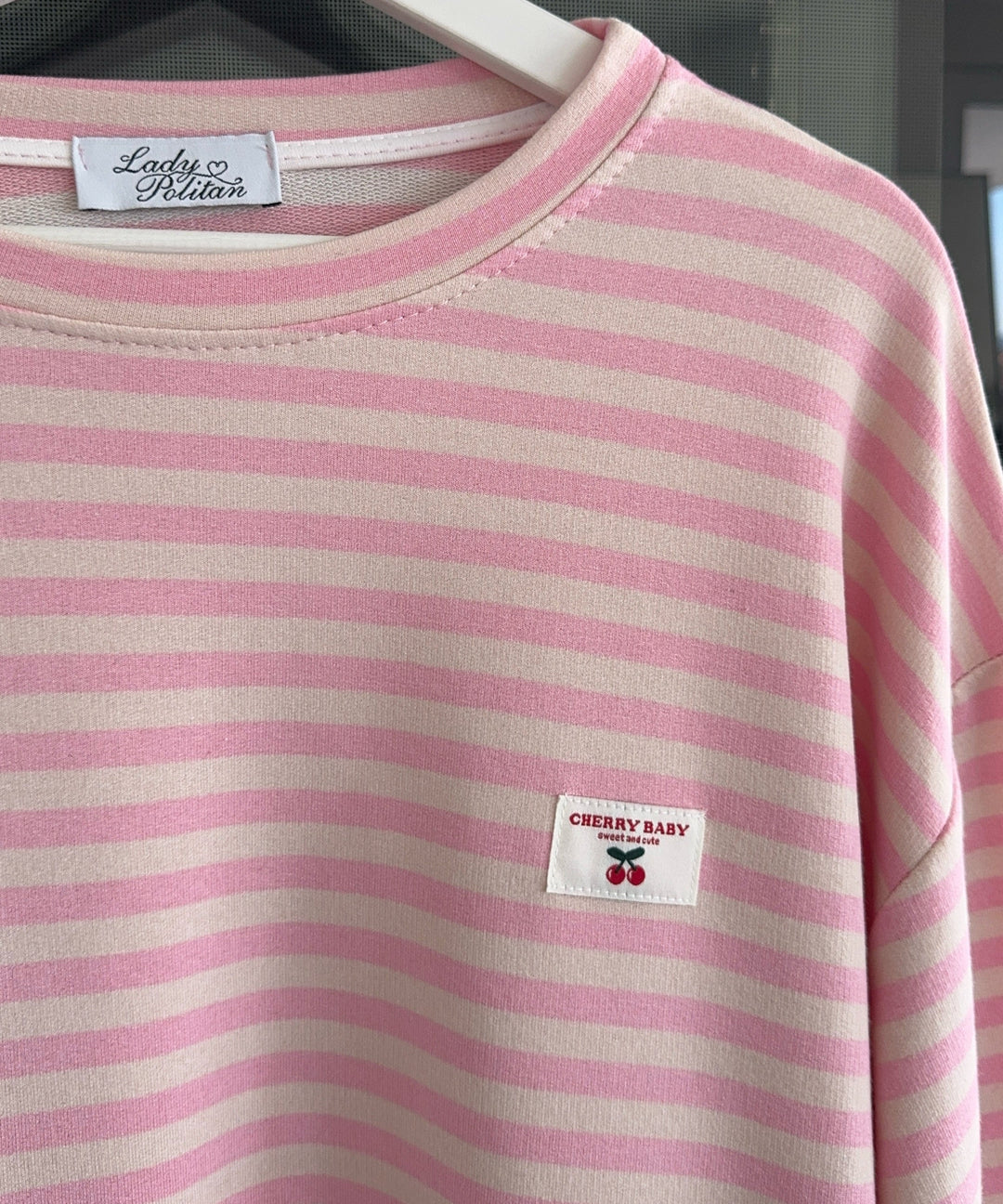 Langarmshirt Mixa Streifen Rosa Ladypolitan ♡