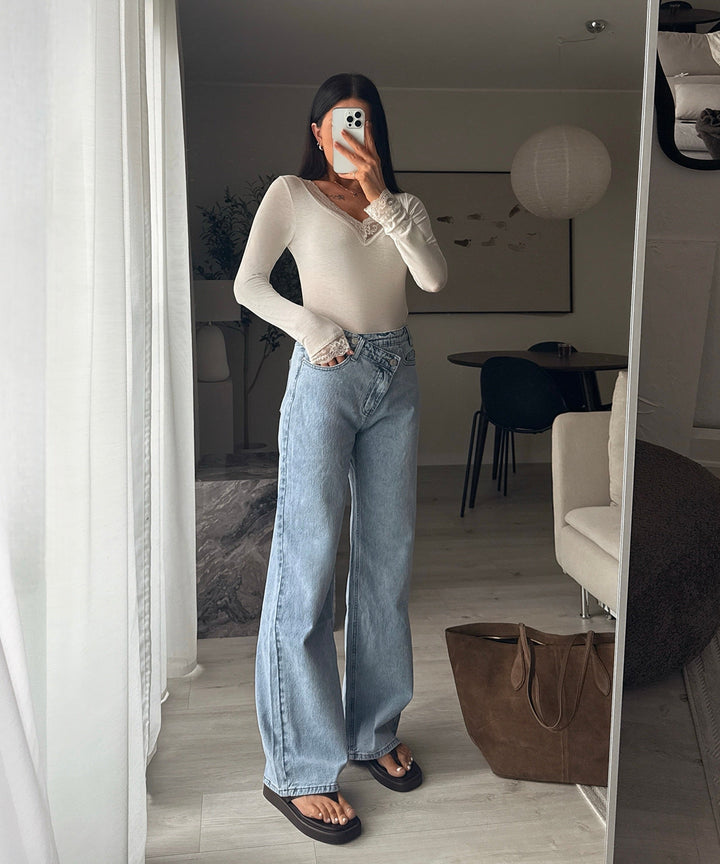 Stretch Straight Leg Jeans Galia Hellblau Ladypolitan ♡
