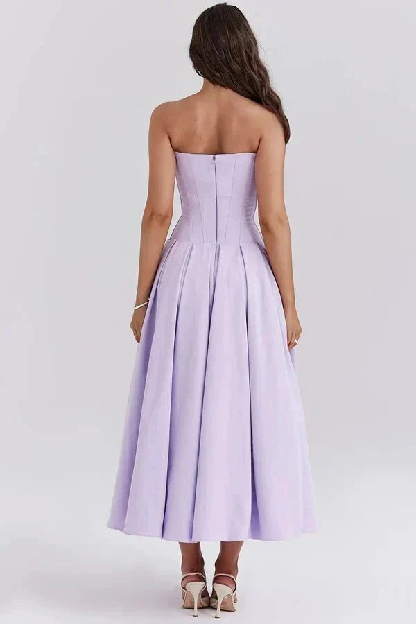 Trägerloses Korsett-Midi-Kleid für Damen