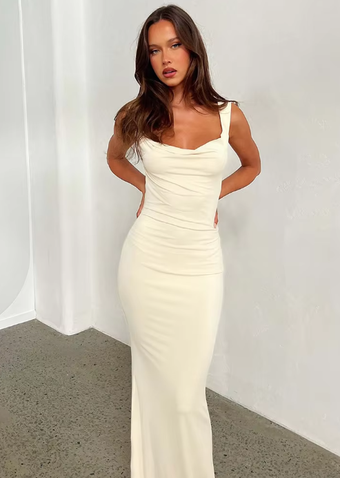 Damen Backless Maxi Kleid - Trina