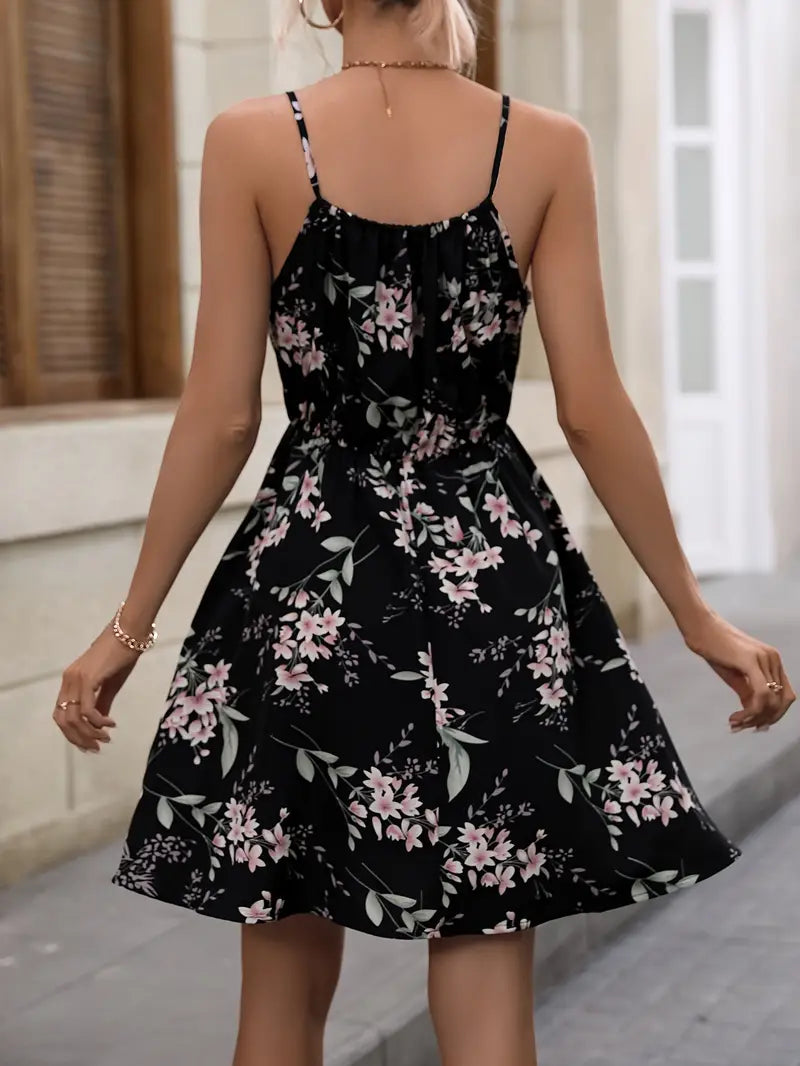 Damen Blumenmuster Mini Kleid - Charlotte