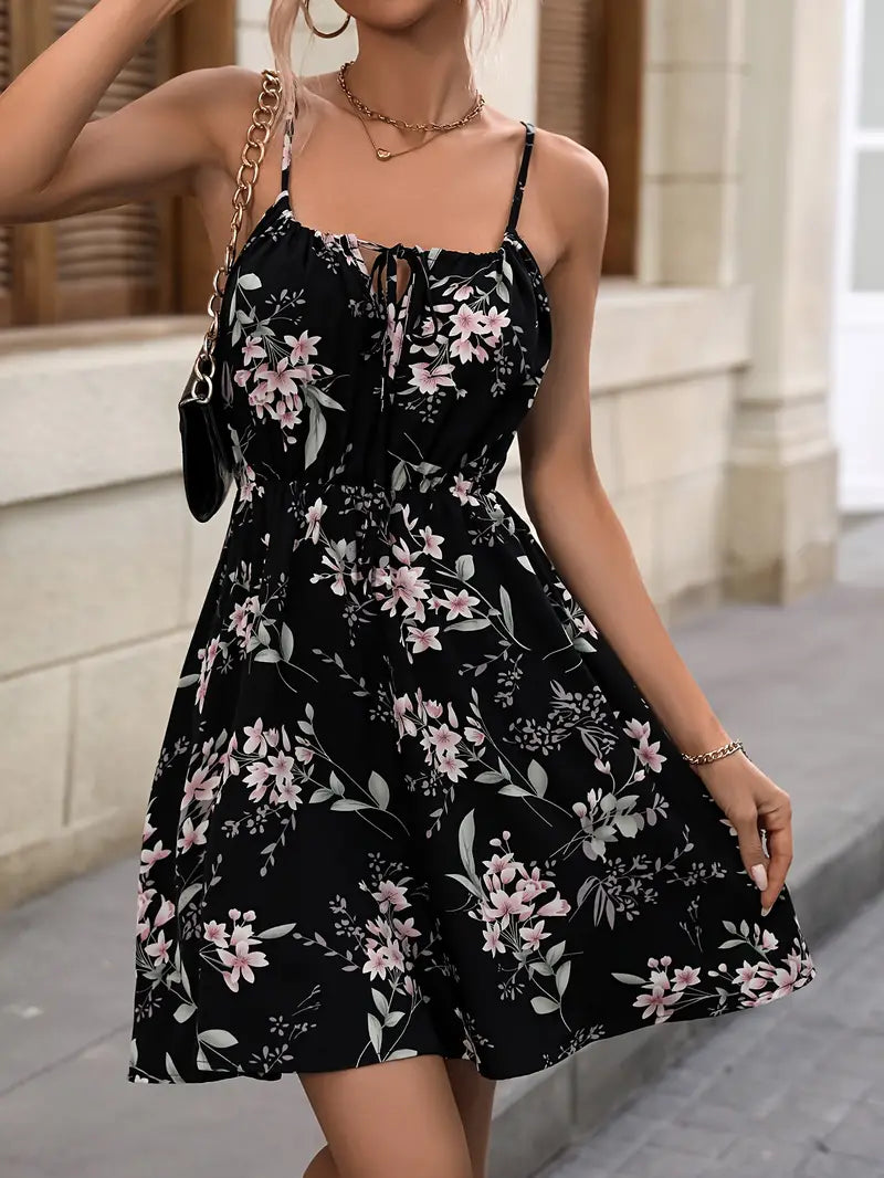 Damen Blumenmuster Mini Kleid - Charlotte