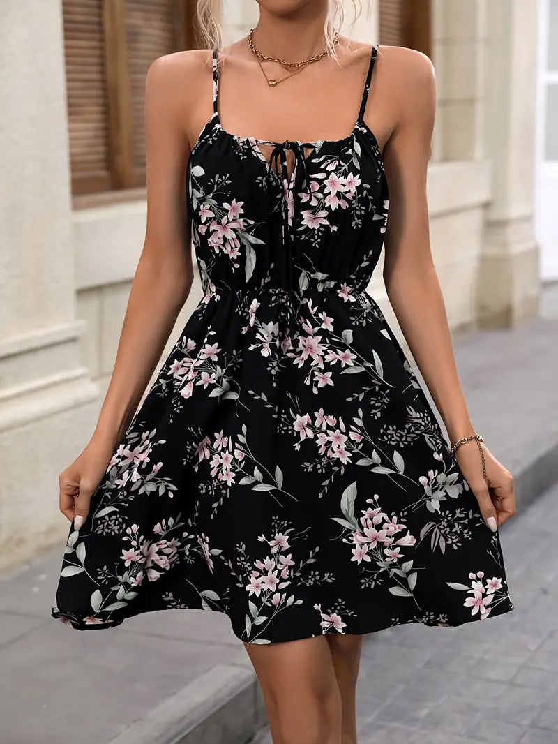 Damen Blumenmuster Mini Kleid - Charlotte