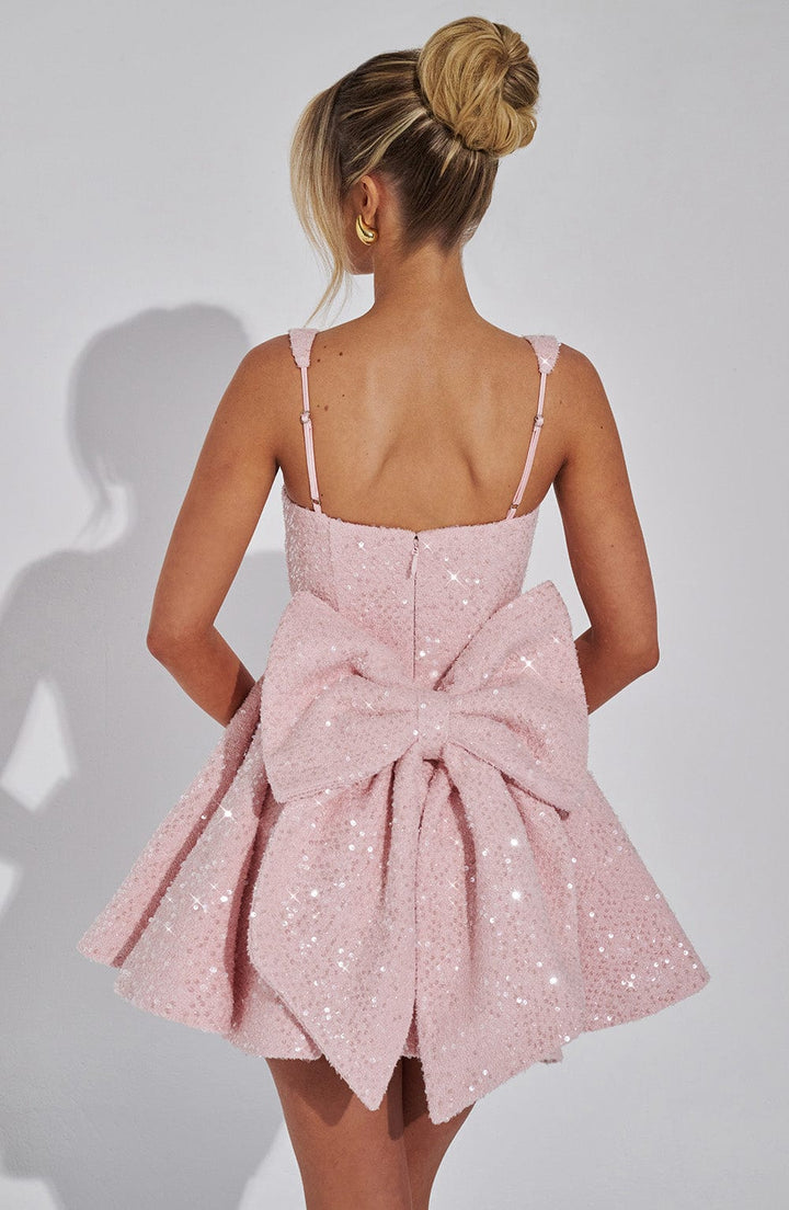 Damen Blush Cocktail Minikleid – Seraphina