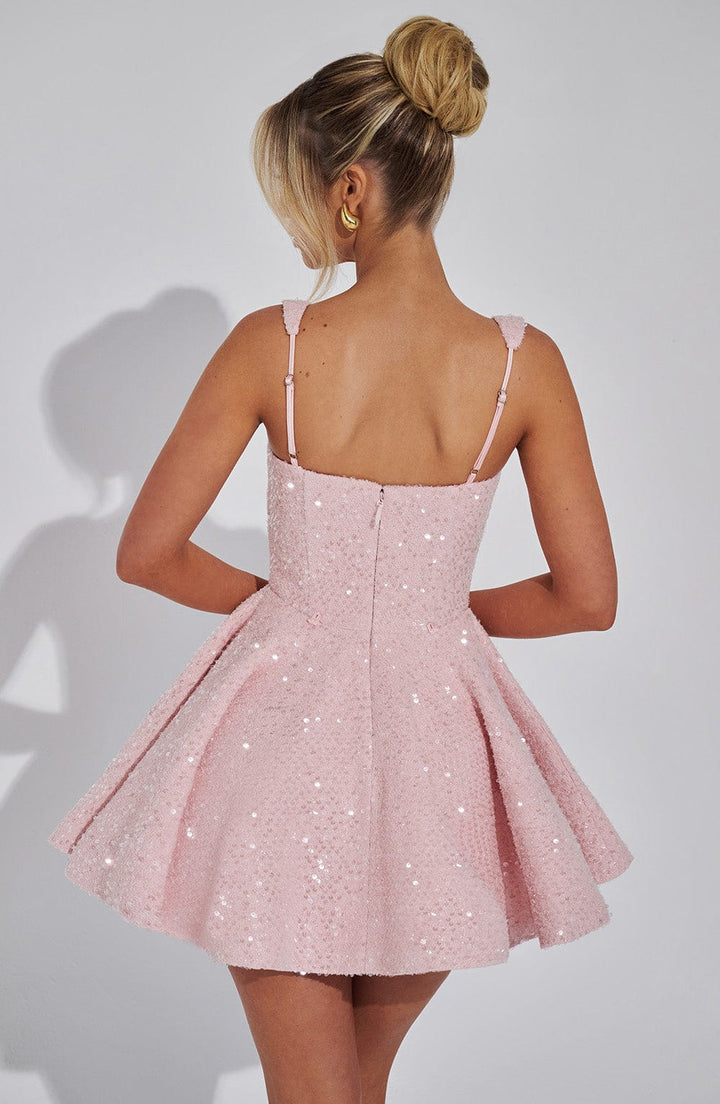 Damen Blush Cocktail Minikleid – Seraphina