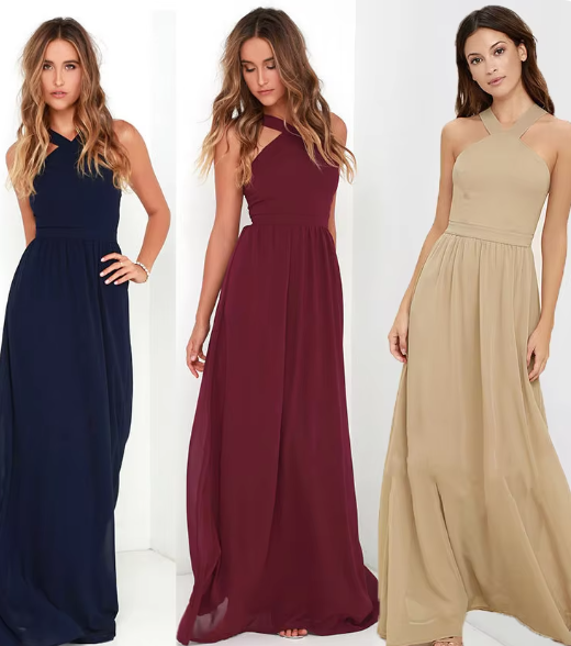 Damen Casual Maxi Kleid - Leoney