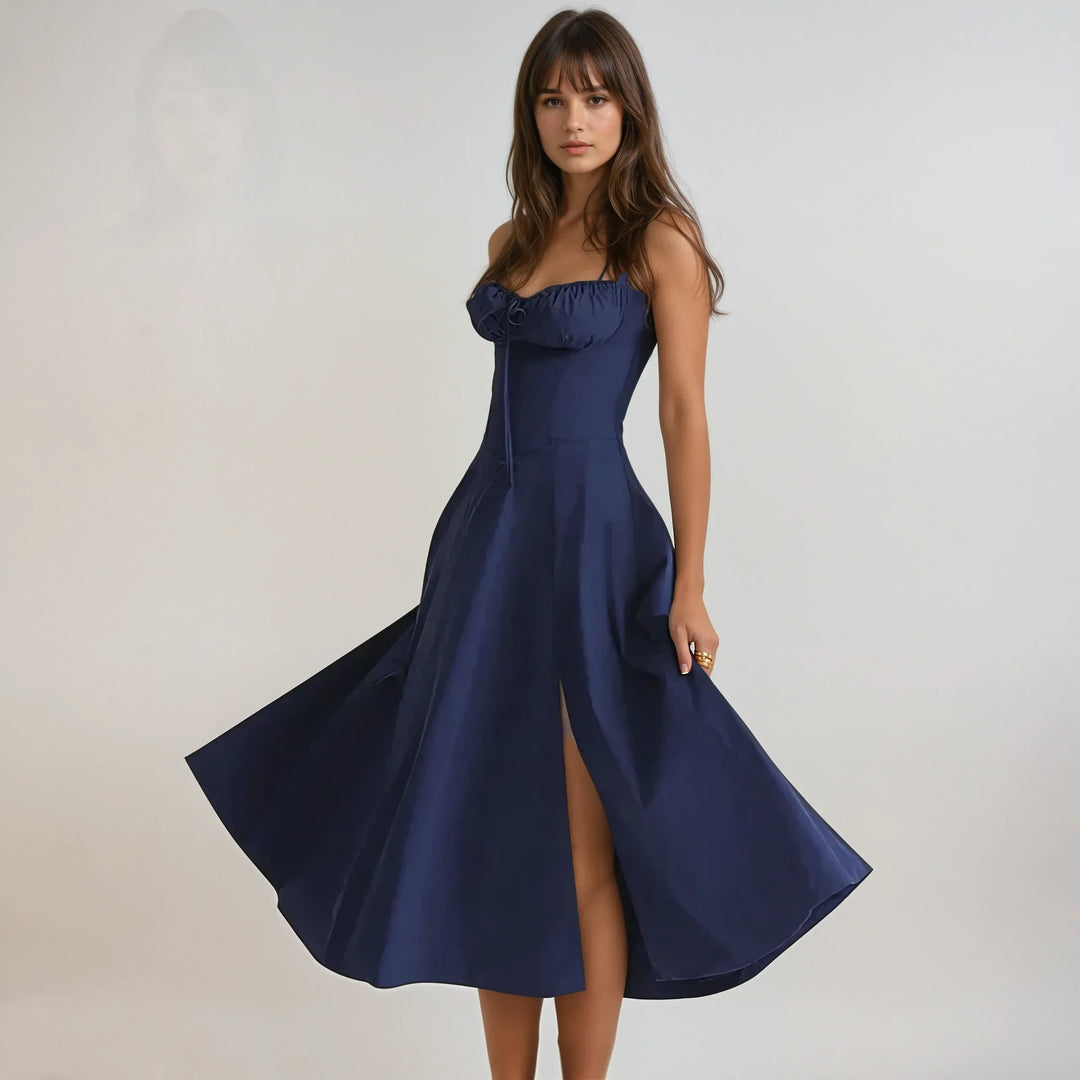 Damen Corsagen Cocktail Midi Kleid – Catherine