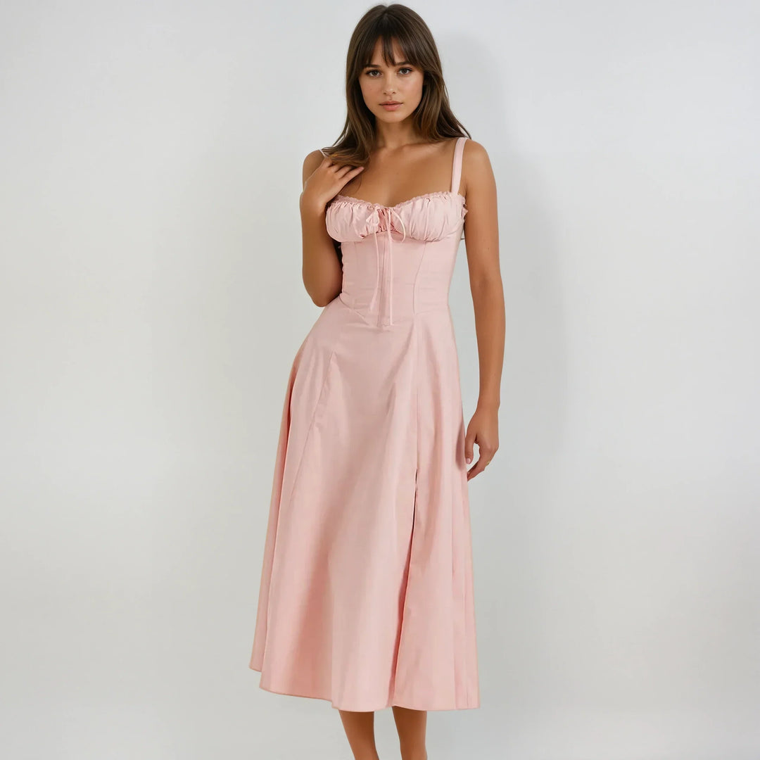 Damen Corsagen Cocktail Midi Kleid – Catherine