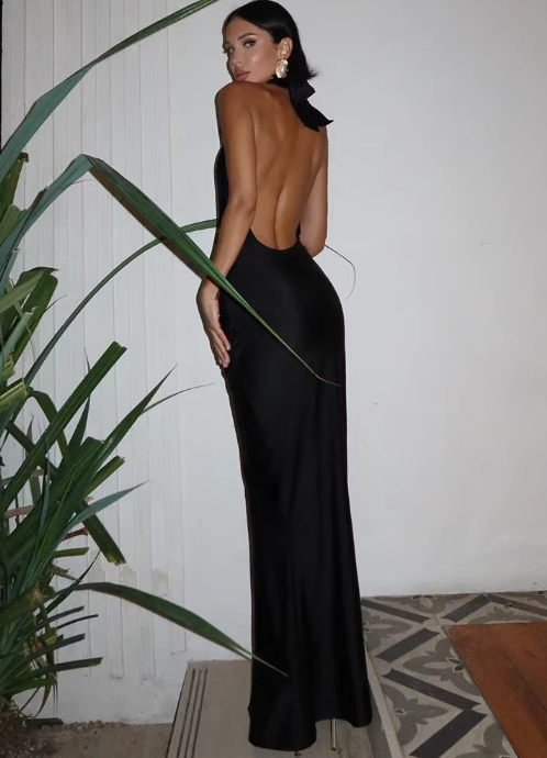 Damen Deep V-Ausschnitt Maxi Kleid - Margaret