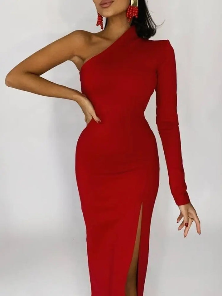Damen Ein-Schulter Elegantes Maxi Kleid – Amelia