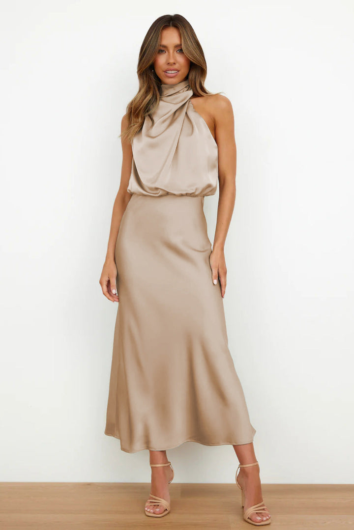 Damen Elegante Halter Midi Kleid - Lily
