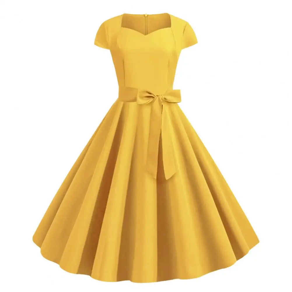 Damen Elegantes Gelbes Midikleid – Belle
