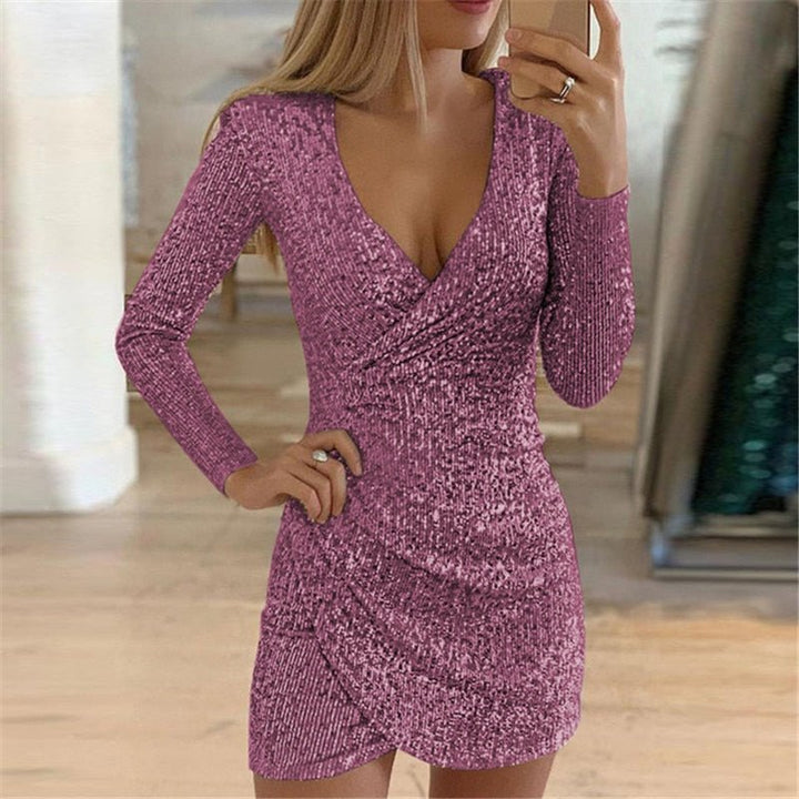 Damen Elegantes Langärmeliges Abend Mini Kleid - Louise
