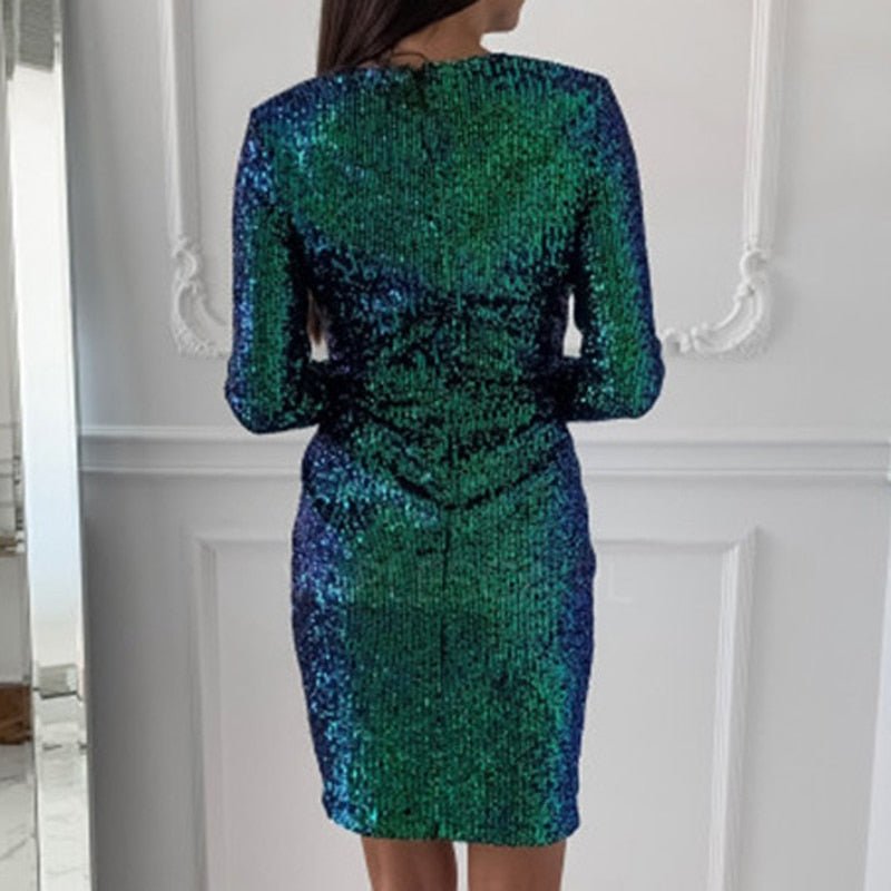 Damen Elegantes Langärmeliges Abend Mini Kleid - Louise