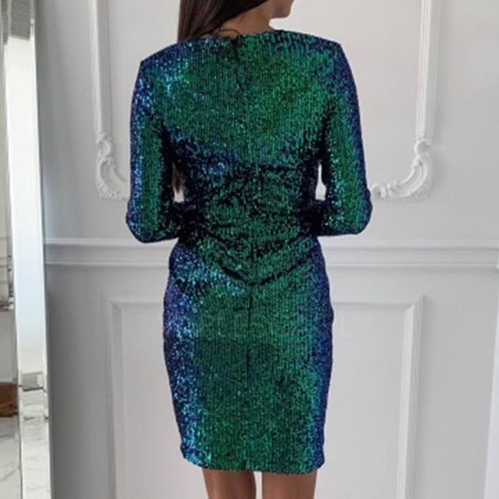Damen Elegantes Langärmeliges Abend Mini Kleid - Louise