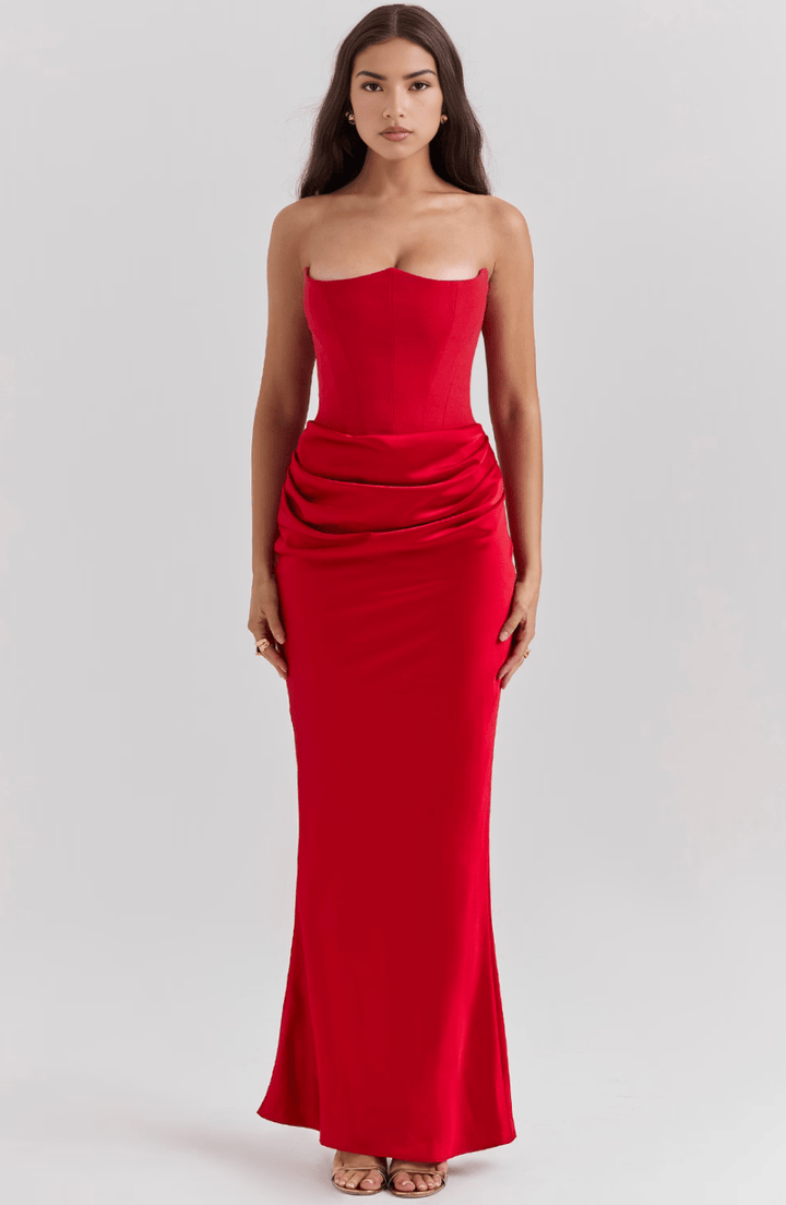 Damen Elegantes Strapless Maxikleid - Mia