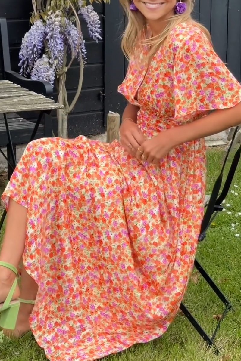 Damen Elegantes V-Ausschnitt Sommer Maxikleid – Nora