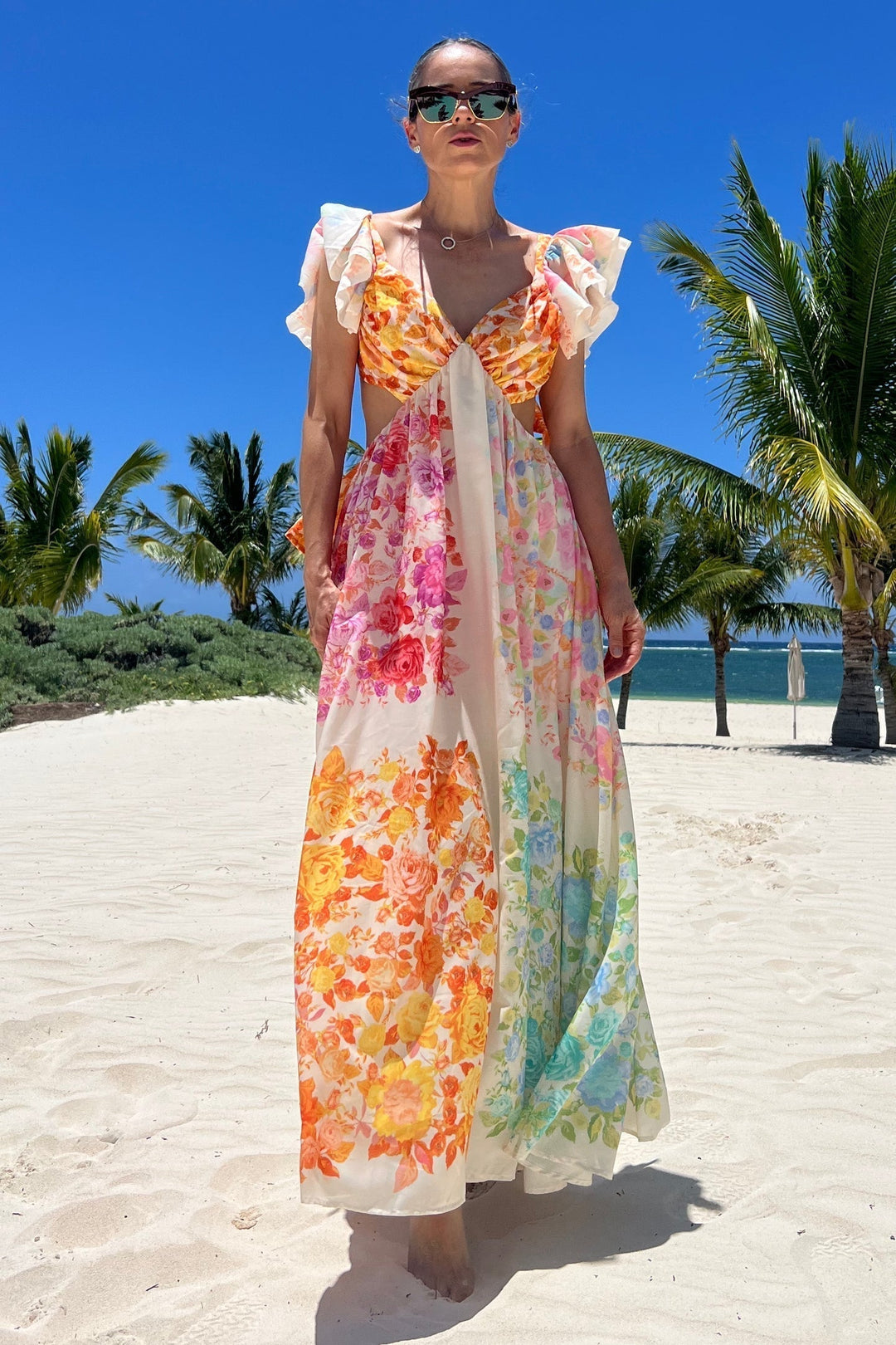 Damen Floral Sommer Maxi Kleid – Linne