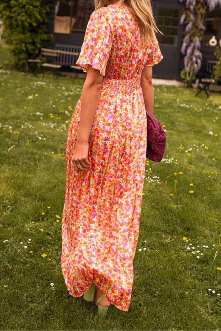 Damen Floral V-Ausschnitt Maxi Kleid - Lara