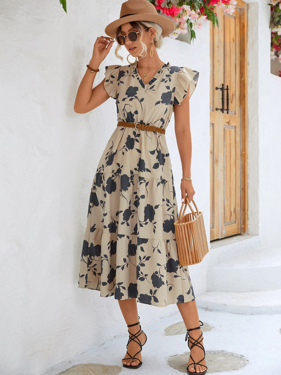 Damen Florales Midi Kleid - Vivienne
