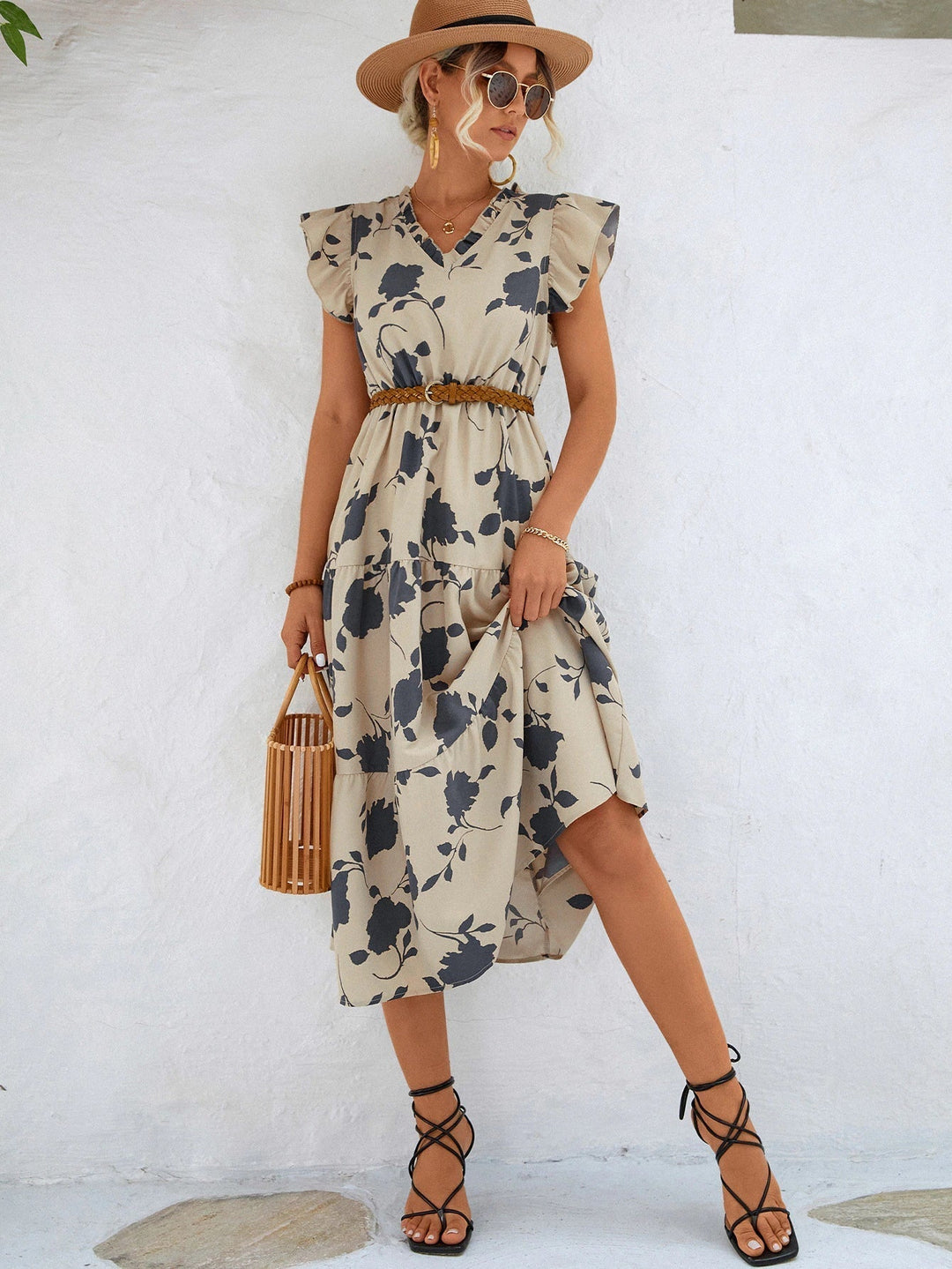 Damen Florales Midi Kleid - Vivienne
