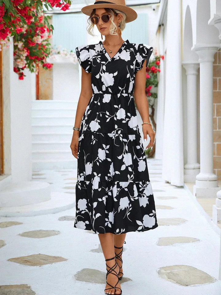 Damen Florales Midi Kleid - Vivienne