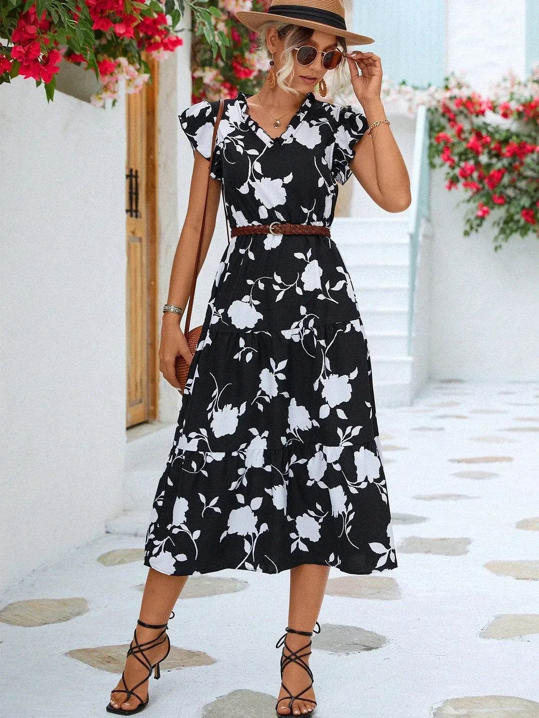 Damen Florales Midi Kleid - Vivienne