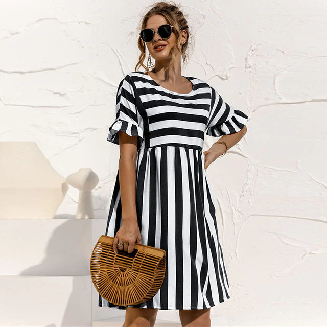 Damen Gestreiftes Lässiges Sommer Mini Kleid - Charlotte