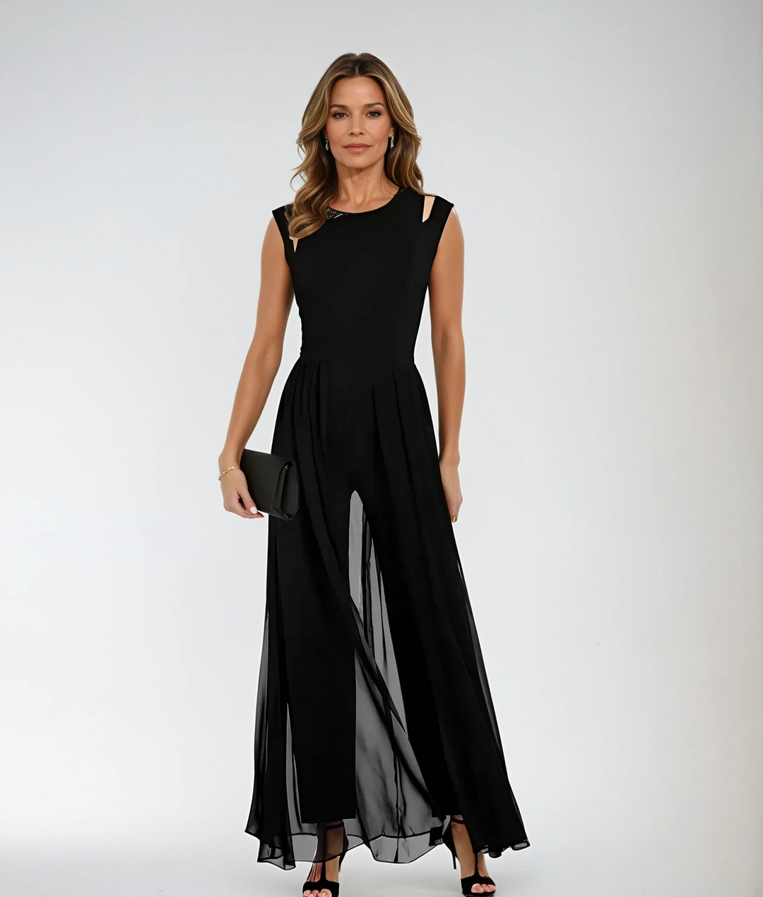 Damen Jumpsuit Elegant Overall | Taillenbetont & Fließender Schwung