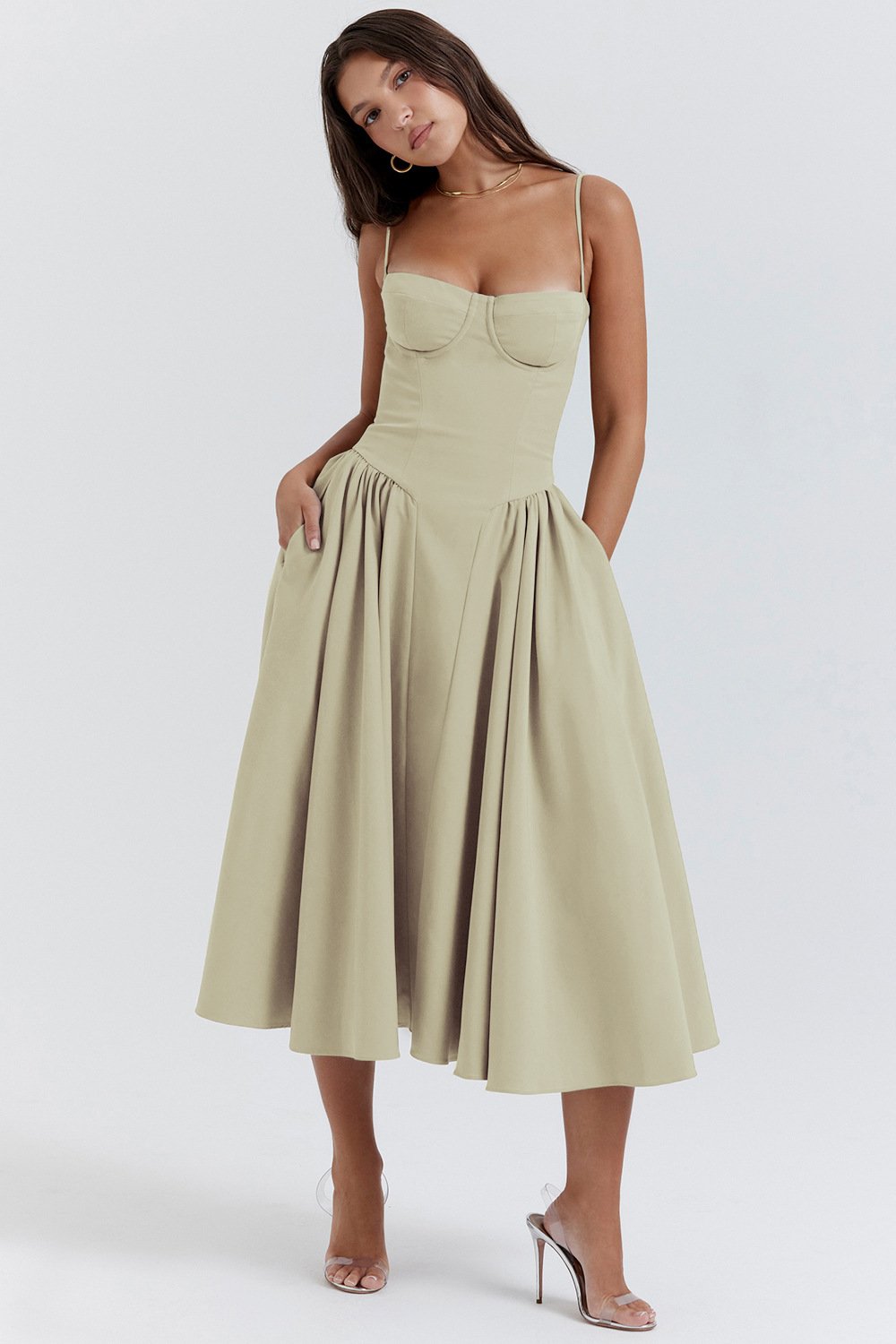 Damen Korsett Freizeit Midikleid – Lark