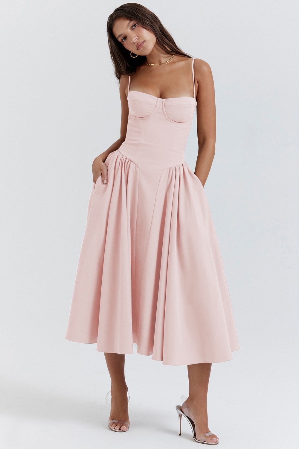 Damen Korsett Freizeit Midikleid – Lark