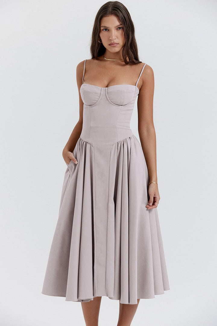 Damen Korsett Freizeit Midikleid – Lark