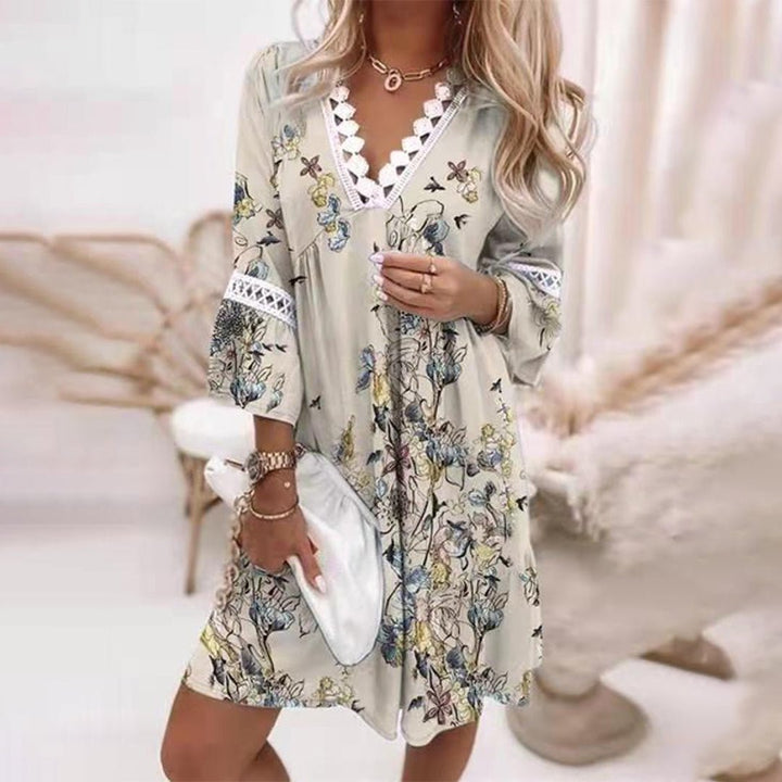 Damen Langarm Boho Mini Kleid - Madeleine
