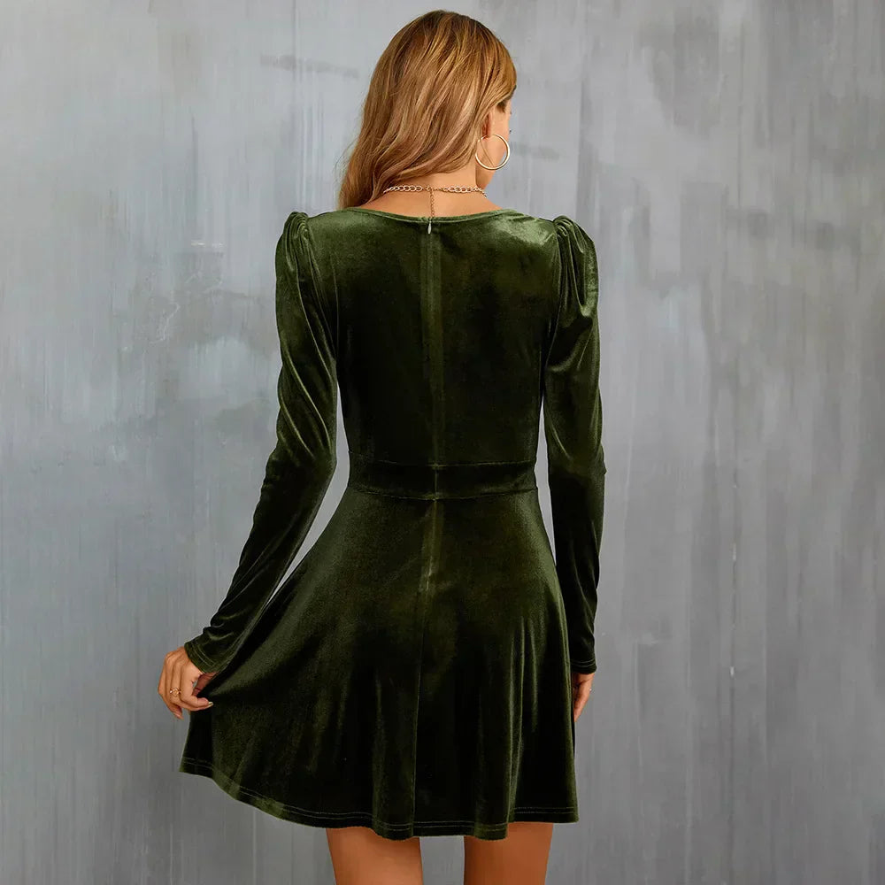 Damen Langarm Midi Party Kleid - Ella