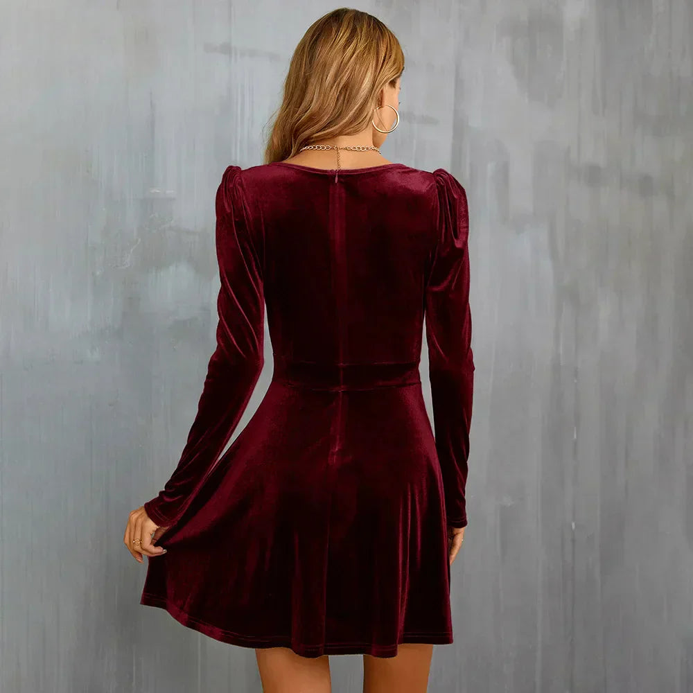 Damen Langarm Midi Party Kleid - Ella
