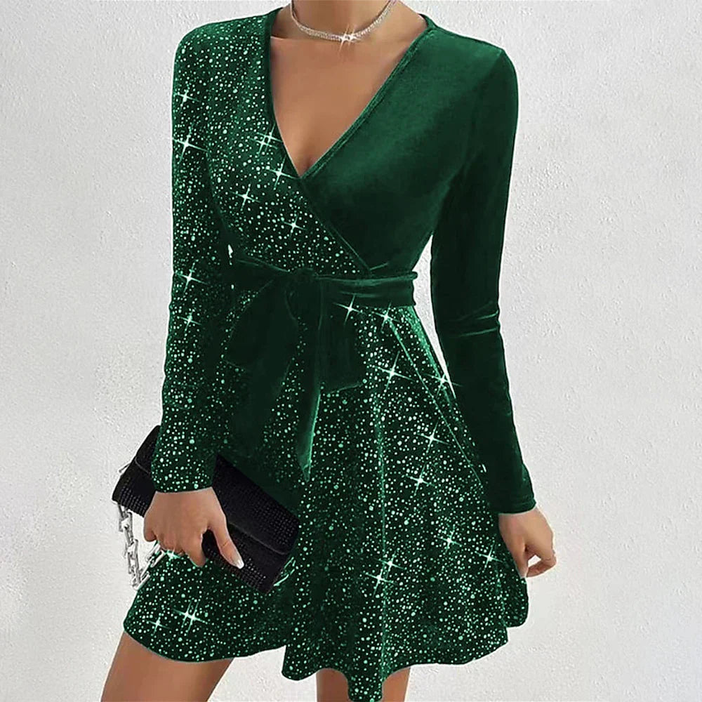 Damen Langarm Mini Kleid - Frida