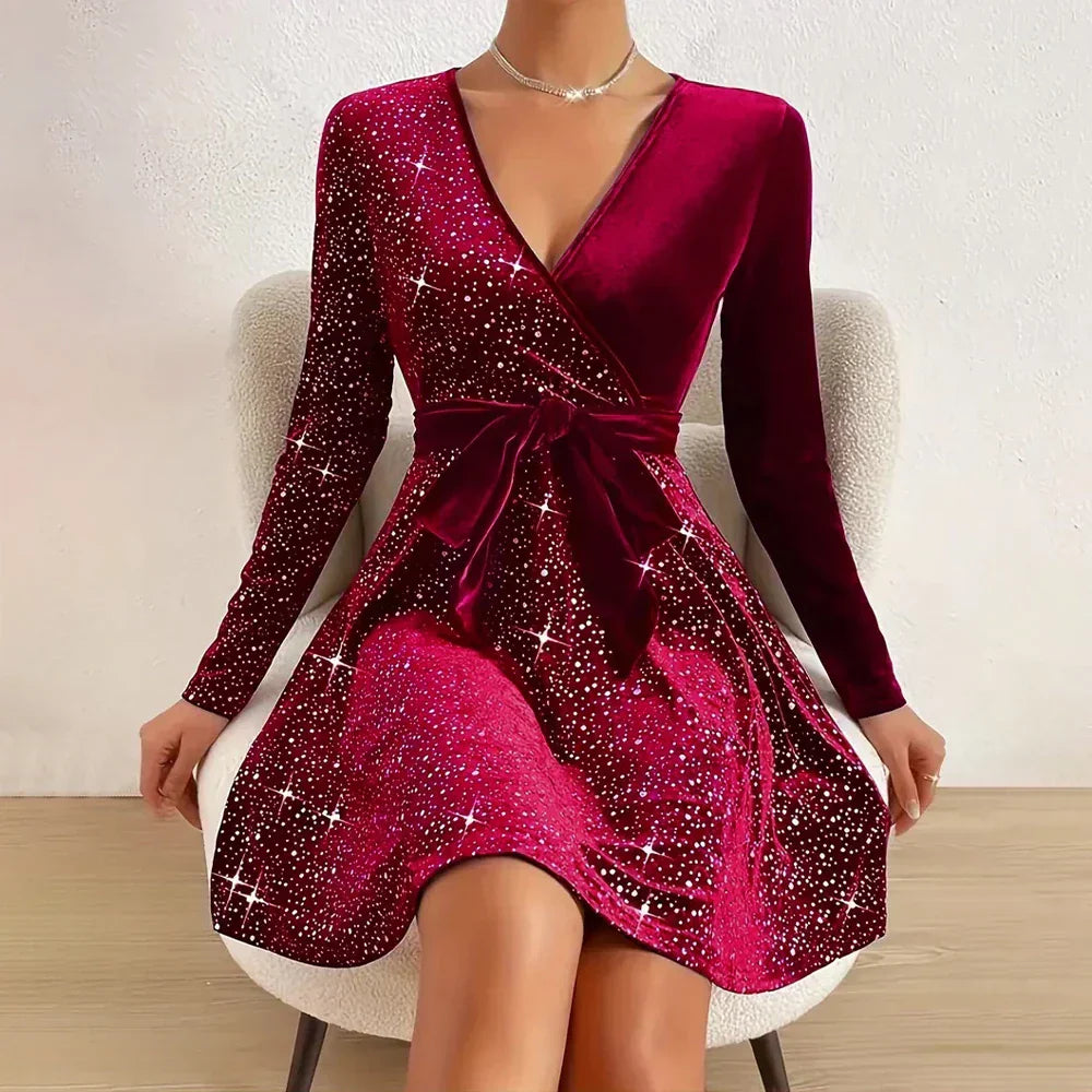 Damen Langarm Mini Kleid - Frida