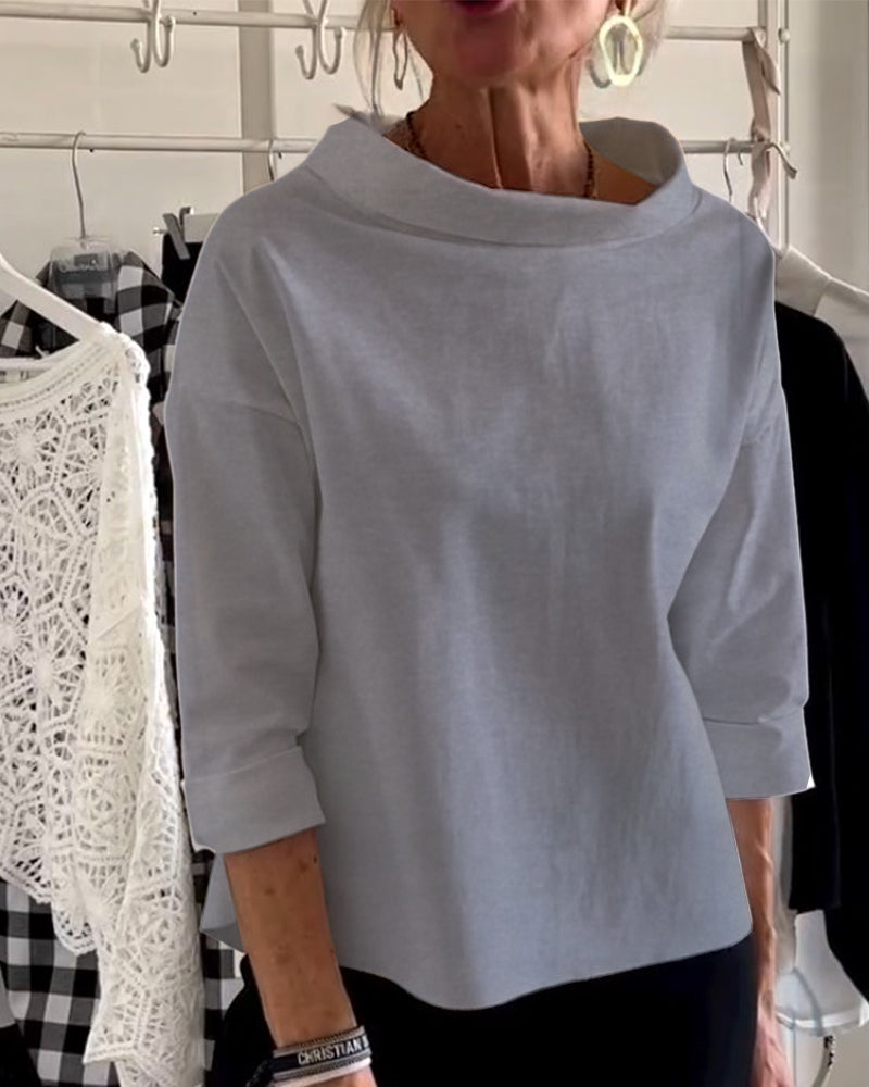 Damen Oberteil Shirt | U-Boot-Kragen & Lockerer Schnitt