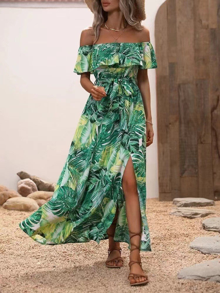Damen Off-Shoulder Floral Maxi Kleid - Amelie