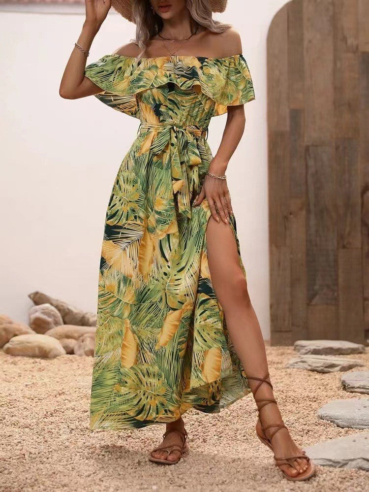 Damen Off-Shoulder Floral Maxi Kleid - Amelie
