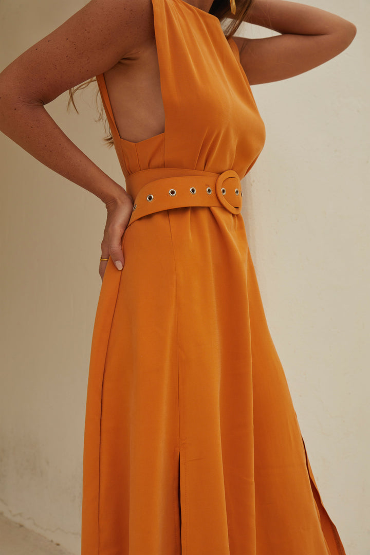 Damen Orange Strand Maxikleid - Grace