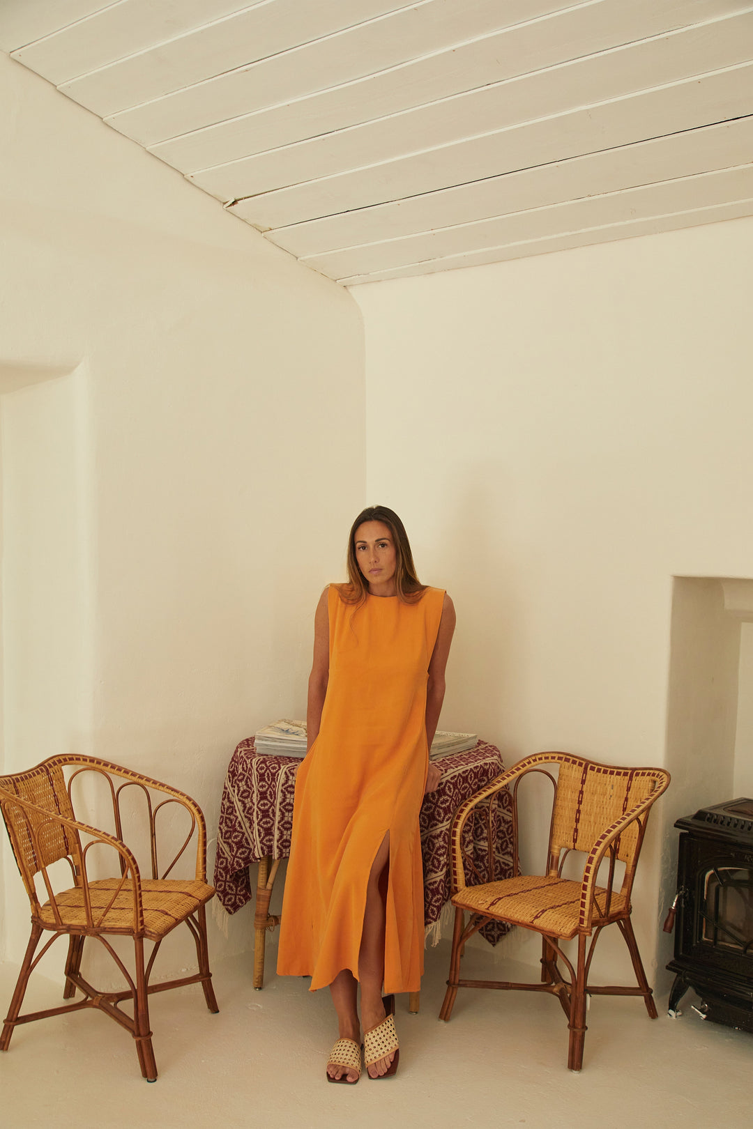 Damen Orange Strand Maxikleid - Grace