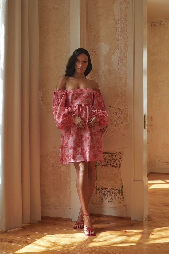 Damen Pink Off-Shoulder Mini Kleid - Abigail