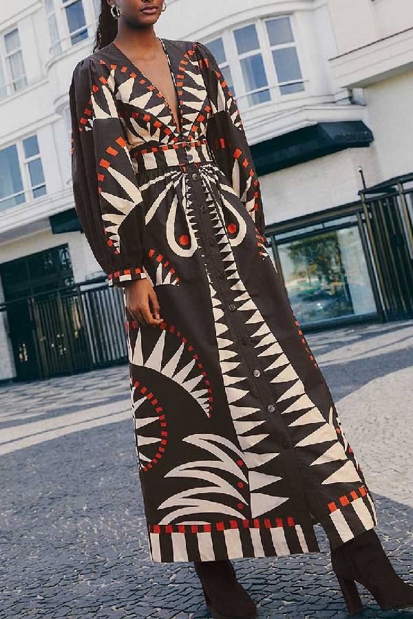 Damen Puffärmel-Maxikleid – Abby