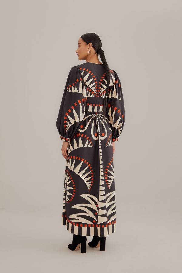 Damen Puffärmel-Maxikleid – Abby