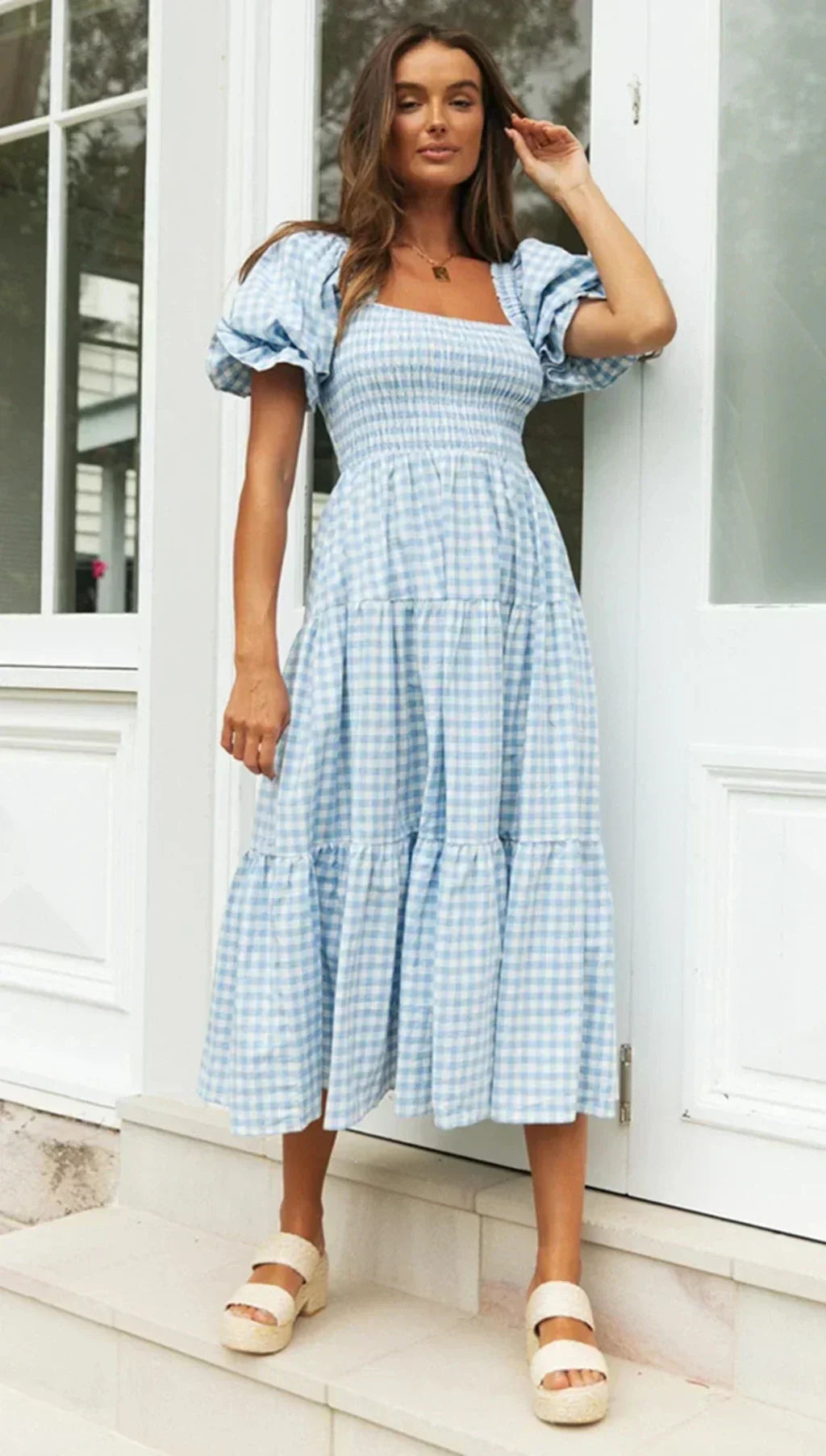 Damen Quadrat-Ausschnitt Sommer Maxikleid - Delilah