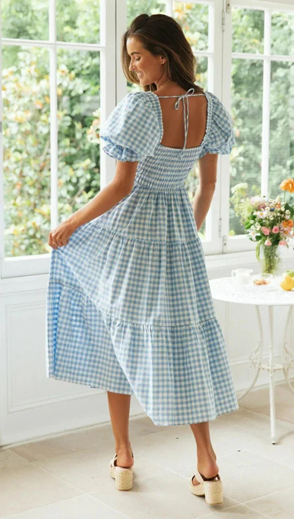 Damen Quadrat-Ausschnitt Sommer Maxikleid - Delilah