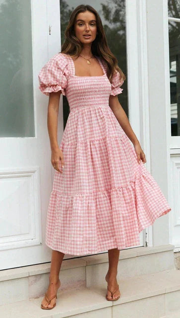 Damen Quadrat-Ausschnitt Sommer Maxikleid - Delilah
