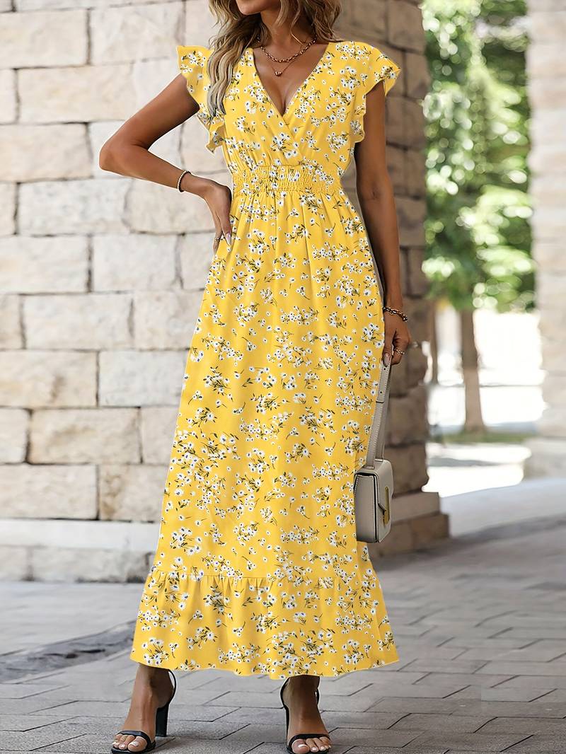Damen Rüschensaum Sommer Maxikleid - Juliette